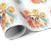 Golden Retriever in Waterverf Paw Print Cadeaupapier (Rol Hoek)