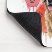 Golden Retriever in Waterverf Paw Print Muismat (Hoek)