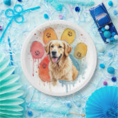 Golden Retriever in Waterverf Paw Print Papieren Bordje (Feest)
