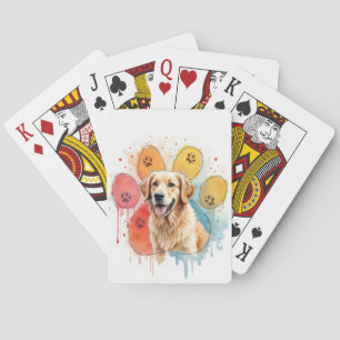 Golden Retriever in Waterverf Paw Print Pokerkaarten