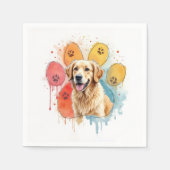 Golden Retriever in Waterverf Paw Print Servet (Voorkant)
