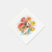 Golden Retriever in Waterverf Paw Print Servet (Hoek)