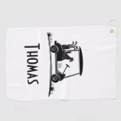 Golden Retriever in winkelwagen naam Golfhanddoek (Horizontaal)