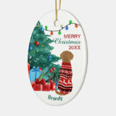 Golden Retriever in Winter Sweater Holiday Tree Keramisch Ornament (Links)