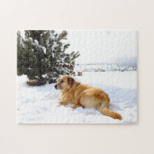 Golden Retriever in Winter Wonderland Legpuzzel