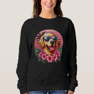 Golden Retriever in Zonnebril Bloemenketting Tropi Trui
