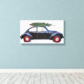 Golden Retriever in zwarte auto met kerstboom Canvas Afdruk (Insitu (Houten vloer))