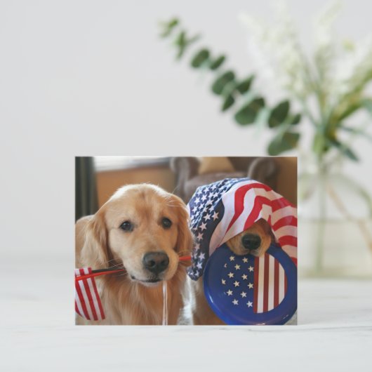 Golden Retriever Independence Day Briefkaart (Staand voorkant)