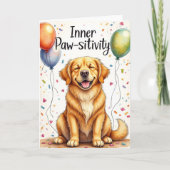Golden Retriever "Inner Paw-sitivity"-Cartoon Kaart (Voorkant)