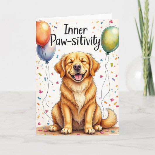 Golden Retriever "Inner Paw-sitivity"-Cartoon Kaart (Voorkant)