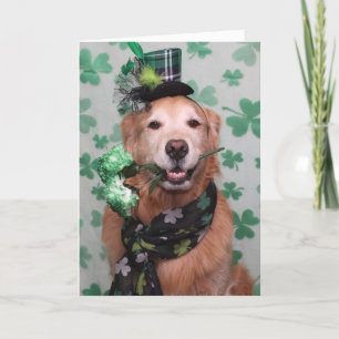 Golden Retriever Irish St. Patrick's Day Kaart