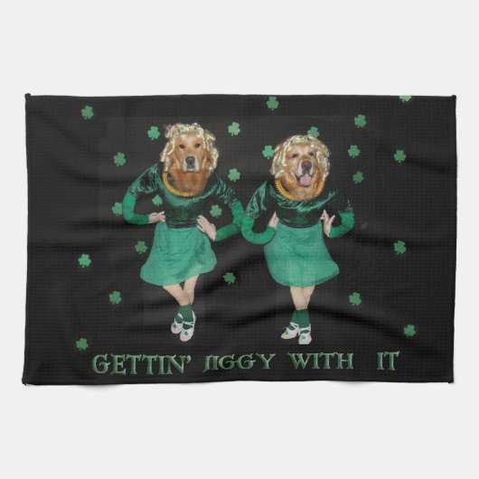 Golden Retriever Irish Stepdancers Theedoek (Horizontaal)