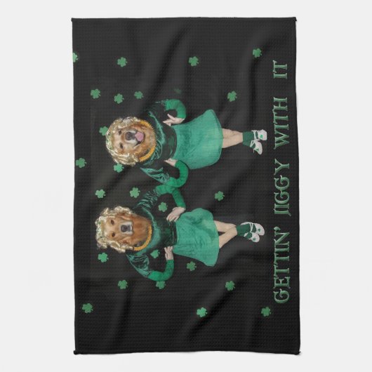 Golden Retriever Irish Stepdancers Theedoek (Verticaal)