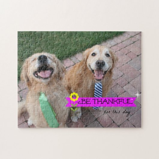 Golden Retriever is dankbaar voor deze dag Legpuzzel (Horizontaal)