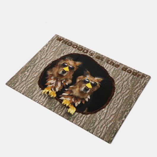 Golden Retriever is eigenaar van Whooos bij de deu Deurmat (Schuin)