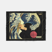 Golden Retriever Japanese Kanagawa Wave Funny Surf Fleece Deken (Voorkant (Horizontaal))