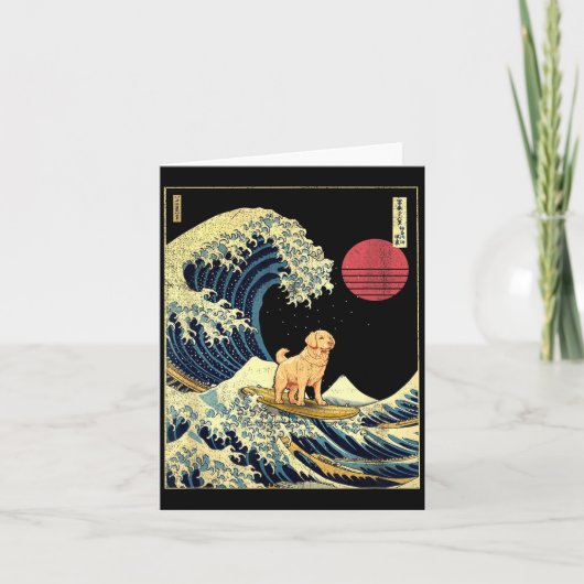 Golden Retriever Japanese Kanagawa Wave Funny Surf Kaart (Voorkant)