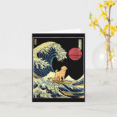 Golden Retriever Japanese Kanagawa Wave Funny Surf Kaart (Gele Bloem)