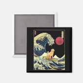 Golden Retriever Japanese Kanagawa Wave Funny Surf Magneet (Voorkant / Achterkant)