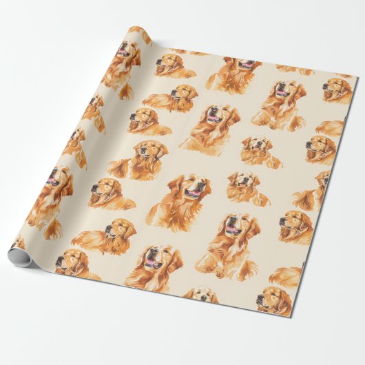 Golden Retriever Joy Wrapping Paper Cadeaupapier (Uitgerold)