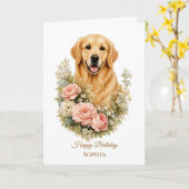 Golden Retriever Kaart (Gele Bloem)