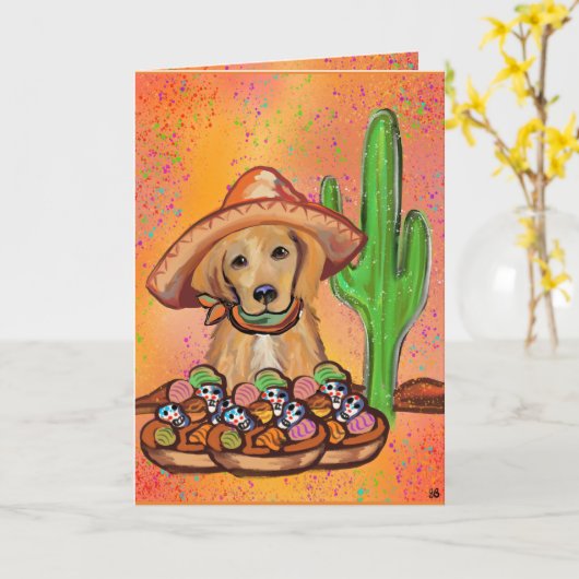 Golden Retriever Kaart (Gele Bloem)