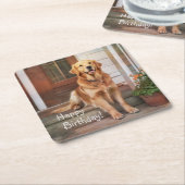 Golden Retriever Kartonnen Onderzetters (Schuin)