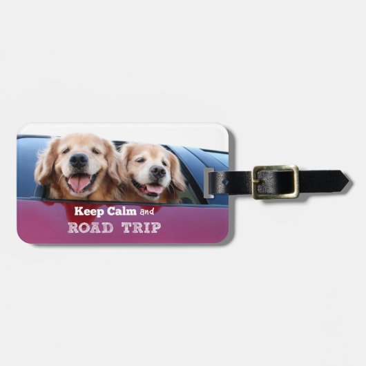 Golden Retriever Keep Calm and Road Trip Bagagelabel (Voorkant horizontaal)