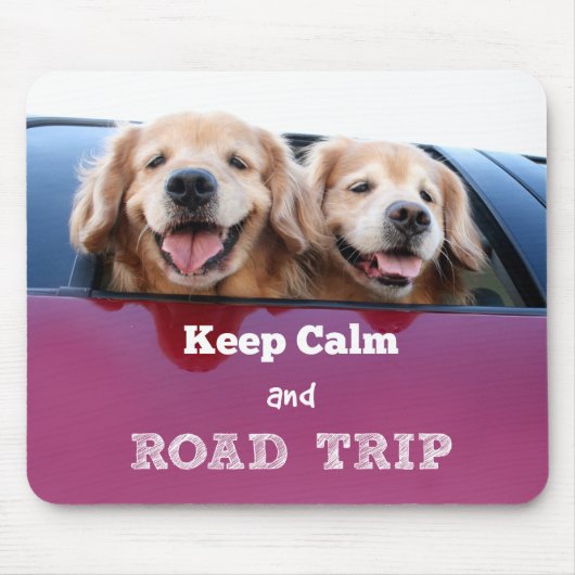Golden Retriever Keep Calm and Road Trip Muismat (Voorkant)