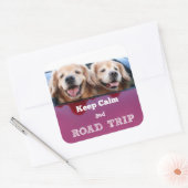 Golden Retriever Keep Calm and Road Trip Vierkante Sticker (Envelop)