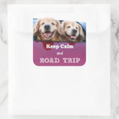 Golden Retriever Keep Calm and Road Trip Vierkante Sticker (Tas)