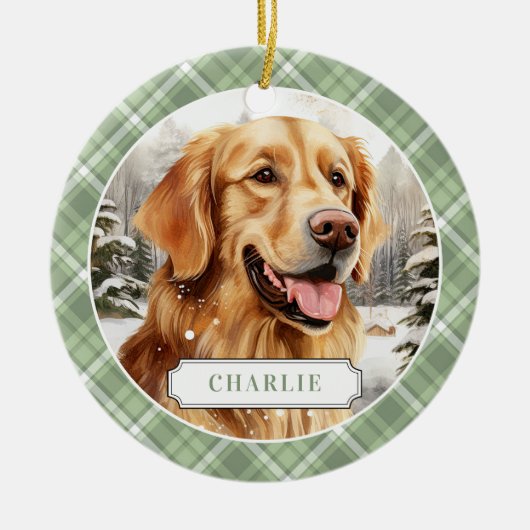 Golden Retriever Keramische Cirkel Ornament (Voorkant)