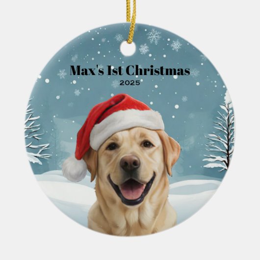 Golden Retriever Kerst 1 Keramisch Ornament (Voorkant)