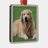 Golden Retriever kerst-decoratief metaal Metalen Ornament (Rechts)