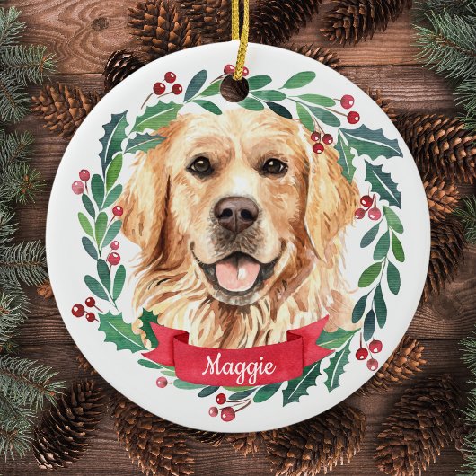 Golden Retriever kerst Elegant Waterverf Dog Keramisch Ornament