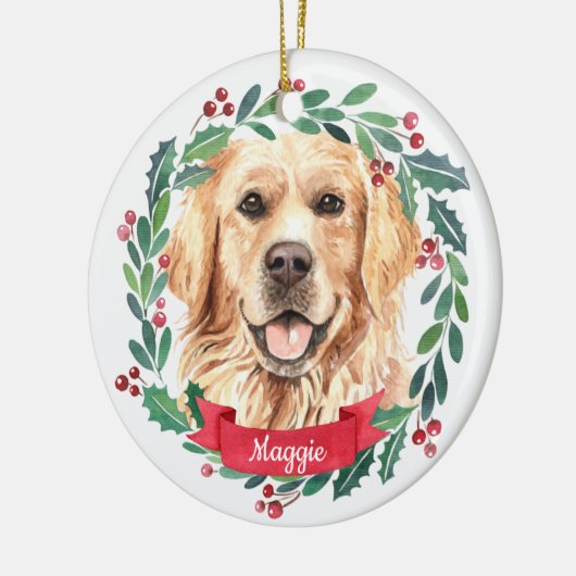 Golden Retriever kerst Elegant Waterverf Dog Keramisch Ornament (Links)