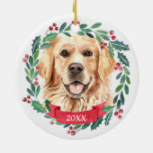 Golden Retriever kerst Elegant Waterverf Dog Keramisch Ornament (Achterkant)