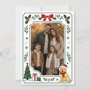 Golden Retriever Kerst Familie Foto Frame Kaart