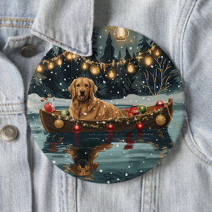 Golden Retriever Kerst Feestelijke Reis  Ronde Button 6,0 Cm