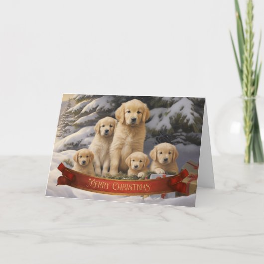 Golden Retriever Kerst wenskaart Bedankkaart (Voorkant)