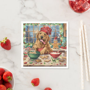 Golden Retriever Kerstbakken: Festive Kerstmis Servet
