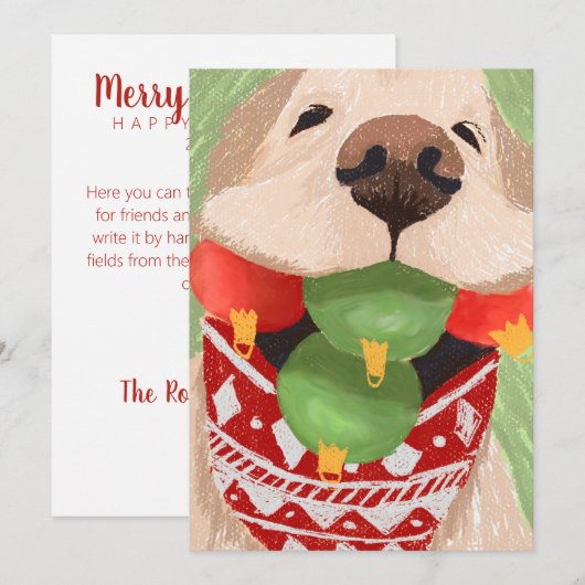 Golden Retriever Kerstbal Mouth Funny Feestdagenkaart (Voorkant / Achterkant)