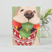 Golden Retriever Kerstbal Mouth Funny Feestdagenkaart (Staand voorkant)