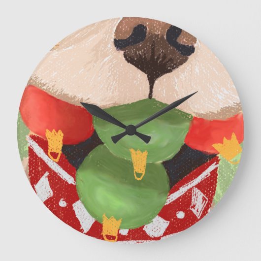 Golden Retriever Kerstballen Mond Grappig Gaft Grote Klok (Voorkant)