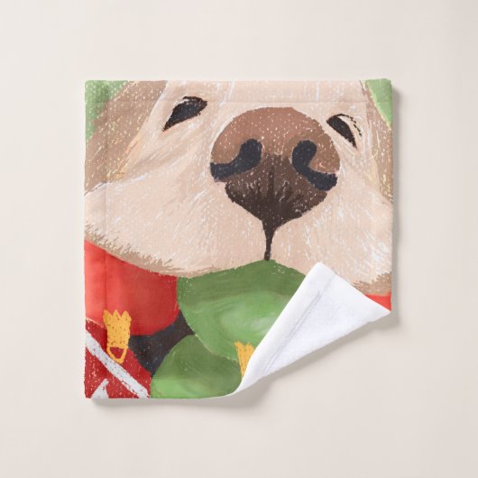 Golden Retriever Kerstballen Mond Grappig Gaft Washandje (Wasdoekje)