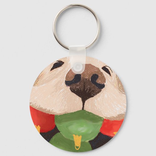 Golden Retriever kerstballen Mouth Hilarious Sleutelhanger (Voorkant)