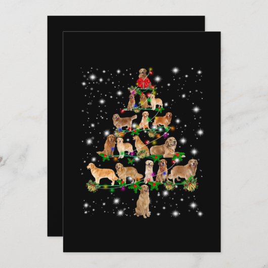 Golden Retriever kerstboom, afgedekt door Flash Bedankkaart (Voorkant / Achterkant)