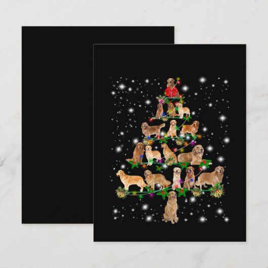 Golden Retriever kerstboom, afgedekt door Flash Bedankkaart (Voorkant / Achterkant)