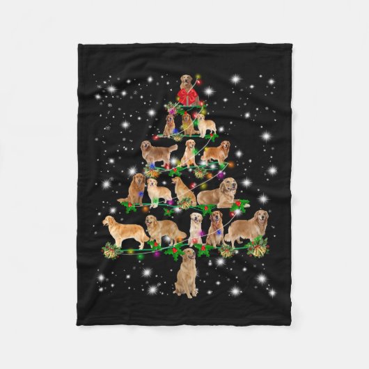 Golden Retriever kerstboom, afgedekt door Flash Fleece Deken (Voorkant)