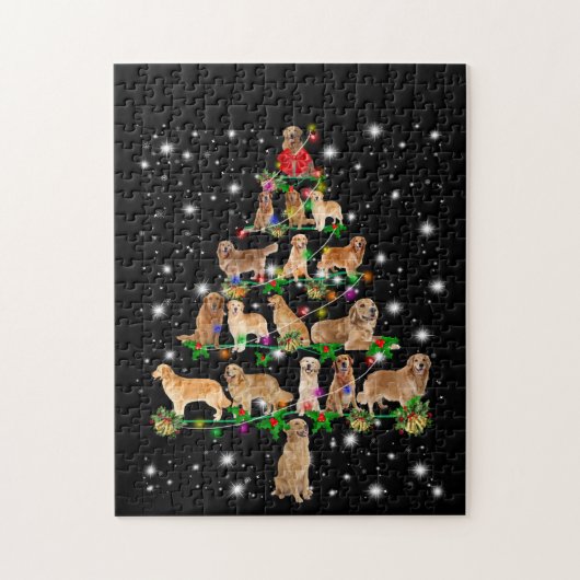 Golden Retriever kerstboom, afgedekt door Flash Legpuzzel (Verticaal)